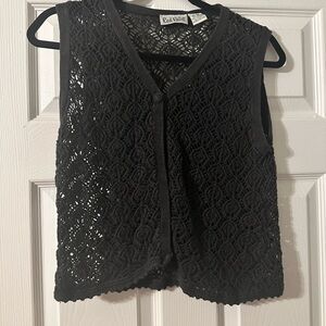 Red Velvet Black Crochet Knit Sleeveless Camisole